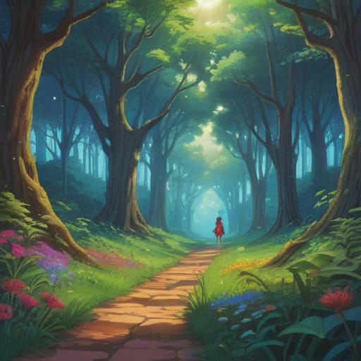 A serene landscape representing spiritual growth, two intertwined paths symbolizing choices and consequences, a radiant light illuminating the scene, ethereal elements suggesting transformation, a figure meditating at the crossroads, harmony between heart and mind, subtle signs of positivity and hope, dreamlike quality, 4k