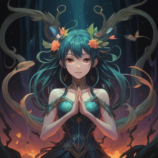 A mystical representation of spiritual dishonesty, ethereal beings entwined in shadowy illusions, a contrast between light and dark, a surreal landscape reflecting inner turmoil, swirling mists and hidden faces, a sense of betrayal and deception, vibrant yet haunting colors, symbolism of masks and veils, intricate details capturing the essence of disingenuousness, 4k