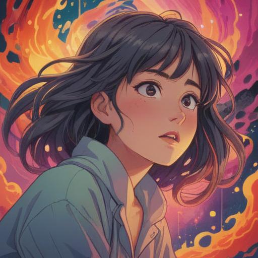 A serene and introspective scene illustrating a woman experiencing spiritual signs after an episode of abnormal bleeding, soft ethereal light surrounding her, symbolic imagery such as fluttering butterflies and vibrant flowers representing transformation, subtle shadows conveying concern and contemplation, a calming natural setting with gentle flowing water, a faint aura suggesting spiritual guidance, 4k