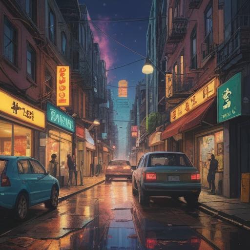 A surprising encounter with a disheveled person, unexpected twists, lucky actions unfolding, vibrant city street, expressions of shock and humor, whimsical atmosphere, dynamic interaction, elements of serendipity, cinematic composition, 4k