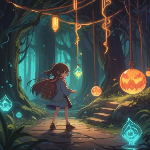 A whimsical scene depicting a clumsy character accidentally discovering a hidden spiritual symbol, surrounded by glowing lights and ethereal energy, expressing a sense of wonder and serendipity, nature in the background with vibrant colors, capturing the essence of hidden blessings, warm and inviting atmosphere, 4k