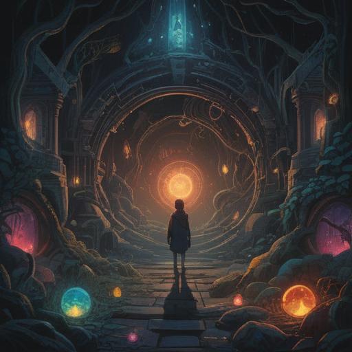 A surreal illustration of a person surrounded by dark, shadowy figures, ethereal light shining through the darkness, symbols of spiritual growth emerging from the shadows, a vibrant contrast of emotions, mystical aura, transformative energy, intricate details in the environment, representing the positive signs brought by unpleasant encounters, 4k