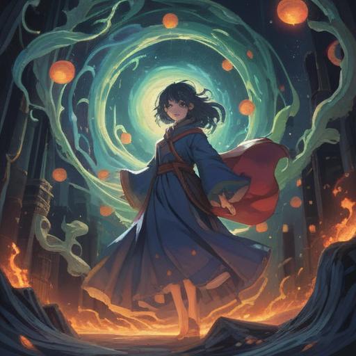 A mystical illustration depicting a figure surrounded by swirling shadows, a sense of unease in their expression, ethereal light breaking through the darkness, symbolic elements representing anxiety like tangled vines, a serene yet haunting landscape in the background, vivid colors contrasting with dark tones, conveying a deep spiritual meaning, 4k