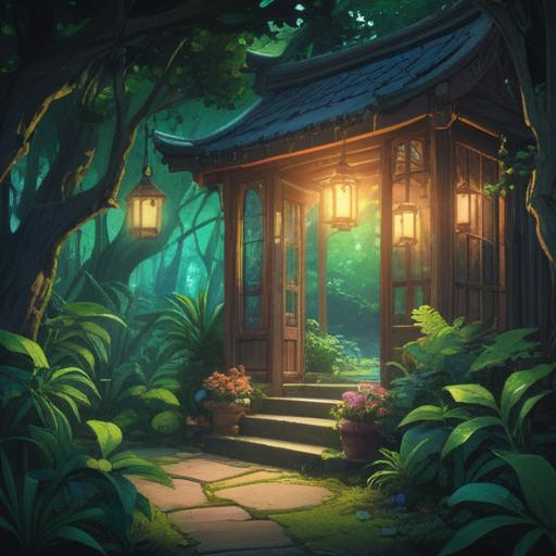 A serene and calming setting, featuring a beautifully designed healing item, soft glowing light emanating from the object, surrounded by lush greenery and colorful flowers, tranquil water nearby, gentle breeze creating a peaceful atmosphere, a person meditating in the background, harmony and tranquility, 4k