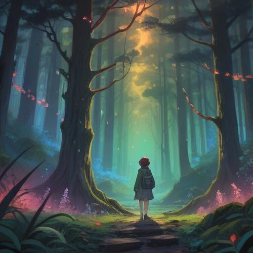 A mystical and serene scene depicting a person standing at a crossroads in a dimly lit forest, surrounded by ethereal spirits representing anxiety and fear, soft glowing orbs floating in the air, intricate symbols of guidance etched on trees, a path illuminated by a faint light, a sense of introspection and contemplation, spiritual signs manifesting in subtle ways, 4k