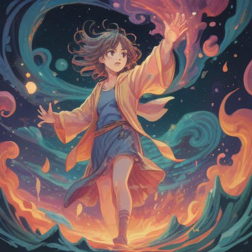 A serene and ethereal illustration depicting a person surrounded by swirling, luminous energies, representing anxiety transforming into spiritual insight, soft pastel colors, tranquil facial expression, cosmic elements in the background, gentle light illuminating the scene, an aura of hope and understanding, dreamlike atmosphere, 4k