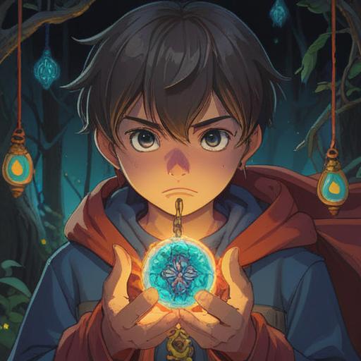 A detailed illustration of a person feeling anxious, holding a lucky amulet tightly in their hand, the amulet glowing softly, surrounded by a swirling aura of calming colors, a serene background representing hope and comfort, intricate patterns on the amulet, expressive facial features conveying unease yet seeking reassurance, a soft focus on the amulet to signify its importance, 4k