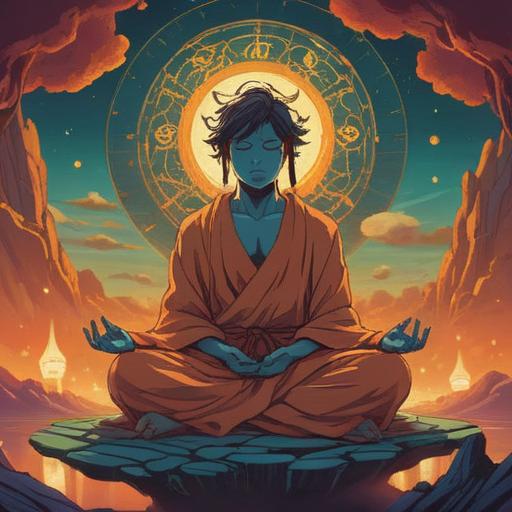 A serene and introspective scene depicting a person sitting in meditation, surrounded by an ethereal glow, symbolic representations of positive spiritual signs like butterflies and light orbs, expressions of peace and clarity on the person's face, elements of nature such as gentle waves and blooming flowers, harmonious color palette, 4k