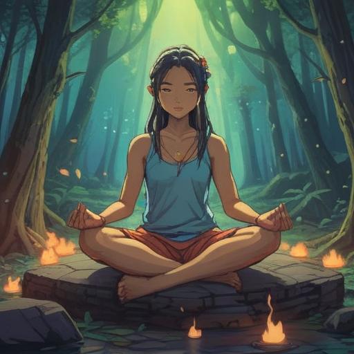 A serene depiction of a person in meditation, legs crossed, gentle fidgeting motion, symbolic representation of restless energy, soft glow surrounding the figure, balance between mind and body, spiritual awakening, harmonious environment, subtle connection to inner struggles, calm yet dynamic presence, 4k