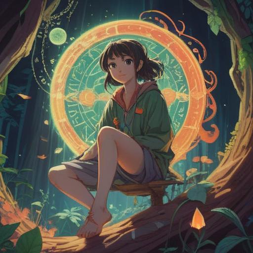 A thoughtful illustration showcasing a person unconsciously bouncing their leg while sitting, surrounded by ethereal symbols representing spiritual awareness, soft ambient light illuminating the scene, serene expression on the person's face, subtle hints of energy flow depicted around the legs, gentle colors conveying a sense of tranquility and introspection, immersive background with nature elements, 4k