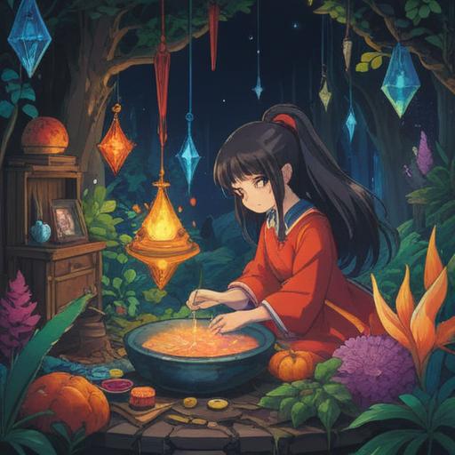 A spiritual lucky charm during prolonged illness, vibrant colors, mystical atmosphere, symbolic elements like crystals and herbs, serene background with a gentle light, uplifting energy, focus on healing and positivity, intricate details, 4k