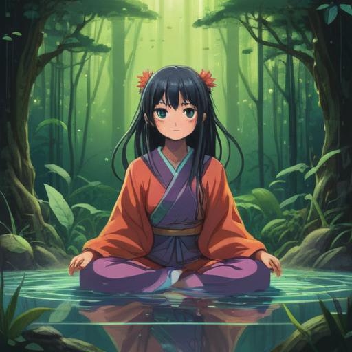 A mystical illustration representing the spiritual meaning of illness, symbolic elements such as aura and energy fields, a serene figure in a meditative pose, surrounded by flowing light, contrasting dark and vibrant colors, elements of nature like trees and flowers symbolizing healing, ethereal atmosphere, emotional depth, 4k