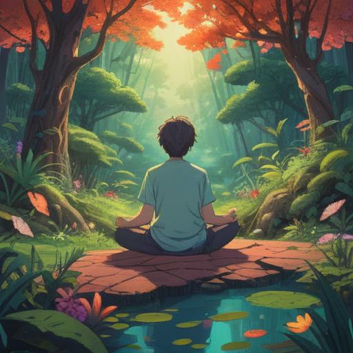 A serene and inspiring scene depicting the mindset for practicing the Law of Attraction, a peaceful environment with a person meditating in a lush garden, surrounded by vibrant flowers and a clear blue sky, embodying positivity and openness, ethereal light illuminating the surroundings, gentle breeze rustling through leaves, captivating energy flow, 4k