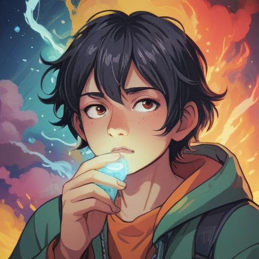 A calm and serene illustration depicting a person holding their nose in thought, surrounded by ethereal light, soft and gentle color palette, symbolic representations of spirituality, subtle hints of nature like flowers or trees, dreamlike atmosphere, introspective expression, 4k