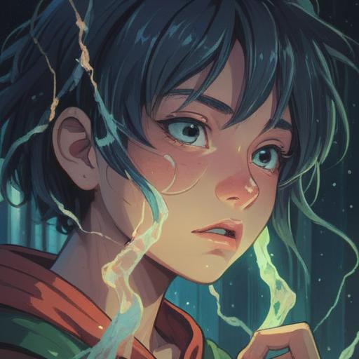 A spiritual illustration depicting a person experiencing a pimple on their nose, symbolic representation of inner emotional conflicts, ethereal light illuminating the face, vibrant aura surrounding the individual, serene expression reflecting self-discovery, mystical elements such as floating symbols and calming colors, emphasizing personal growth and self-care, 4k