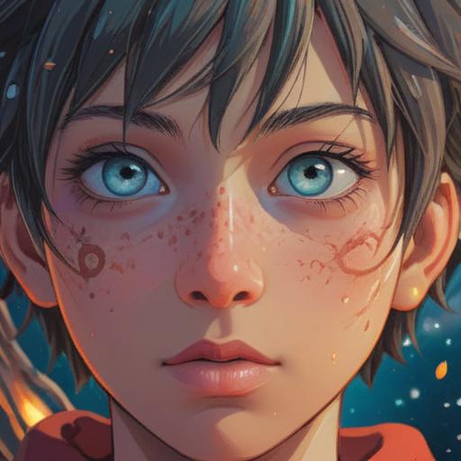 A close-up illustration of a person's nose with a prominently featured pimple, surrounded by ethereal light, symbols of spirituality, aura-like glow, elements representing self-reflection and growth, serene expression, harmonious colors, delicate details, dreamlike atmosphere, balanced composition, 4k