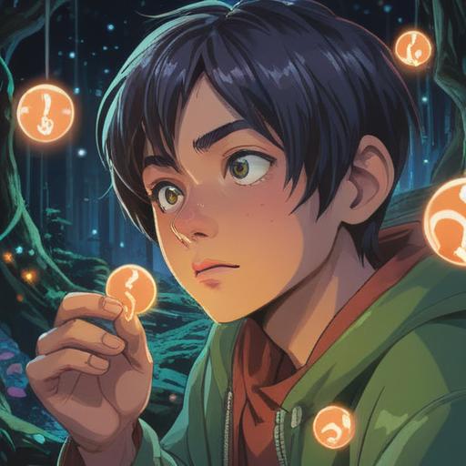 A serene and mystical scene, a close-up of a person gently scratching their nose, surrounded by glowing energy orbs, ethereal light, a whimsical aura, symbolism of awakening and spiritual growth, calming colors, peaceful expression, harmonious environment, 4k