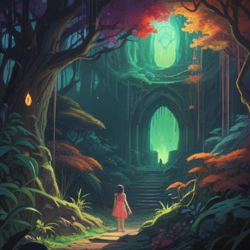 A mystical illustration depicting the spiritual significance of a growth inside a nose, symbolic representation of inner conflict and transformation, ethereal ambiance, soft glowing light, abstract shapes surrounding the figure, serene facial expression, vibrant colors, 4k