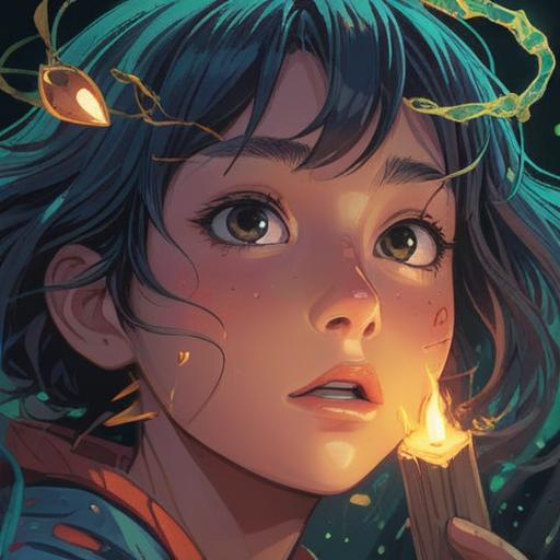 A close-up illustration of a person's nose with a small, glowing bump, surrounded by ethereal light, symbols of spirituality like mandalas and feathers in the background, a serene expression on the person's face, a sense of positive energy and transformation, soft colors, mystical ambiance, details emphasizing the beauty of the spiritual journey, 4k