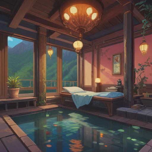 A serene spa environment, harmonious colors, ethereal lighting, peaceful nature elements, luxurious beauty treatments, mindful self-care rituals, spiritual ambiance, holistic wellness products, tranquil atmosphere, ideal for relaxation and rejuvenation, 4k