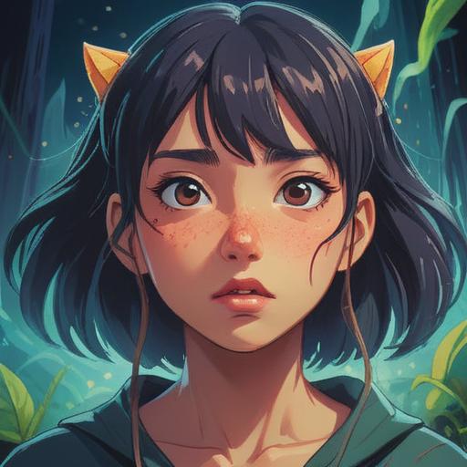 A surreal illustration depicting a mystical pimple on a nose, vibrant colors, ethereal aura, symbolic representation of inner struggles, connection to spiritual growth, surrounded by abstract light and shadow, conveying a sense of enlightenment, detailed facial expression, introspective atmosphere, 4k