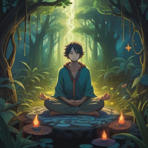 A serene and mystical illustration depicting a person in a meditative pose, surrounded by soft, ethereal light, symbolic elements representing spirituality and inner peace, blooming flowers signifying growth and change, gentle wisps of energy around the nose area, conveying a sense of itchiness transitioning into awareness, harmonious color palette, 4k