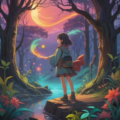 A whimsical illustration showcasing a character with a large nose, surrounded by glowing spiritual symbols, vibrant colors, serene landscape, uplifting atmosphere, embodying positive energy, intricate details, harmonious interaction with nature, capturing the essence of spirituality and individuality, 4k