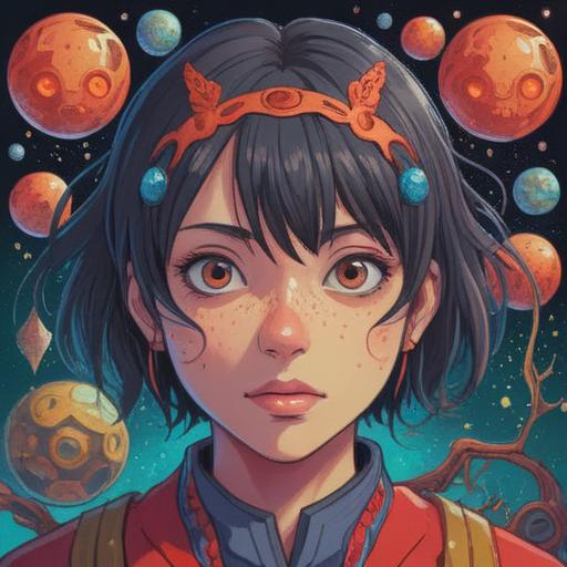 A whimsical illustration depicting a person with a pimple on their nose, surrounded by symbolic elements representing spirituality, such as floating orbs of light, a serene aura, and subtle hints of nature, conveying self-reflection and personal growth, ethereal atmosphere, vibrant colors, detailed expressions, gentle background elements, 4k