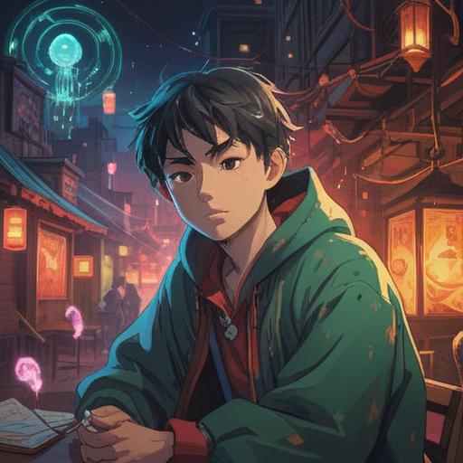 A mystical scene depicting a person with itchy eyebrows, surrounded by ethereal lights and spiritual symbols, an aura of energy flowing around them, a serene expression on their face, lush greenery in the background, soft pastel colors, dreamlike atmosphere, intricate details of facial features, 4k