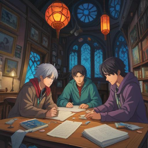 A visually appealing composition showcasing a diverse group of people collaborating on a large project, various documents and digital devices spread out on a table, a whiteboard filled with colorful notes and diagrams in the background, warm lighting creating an inviting atmosphere, expressions of concentration and teamwork, inclusive environment, detailed setting, 4k