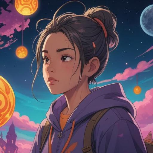 A mystical illustration featuring a person with distinct eyebrow growth, glowing softly, surrounded by ethereal symbols and light, serene expression, celestial background, nature elements like flowers and stars, suggesting spiritual awakening, harmonious colors, inspiring atmosphere, 4k