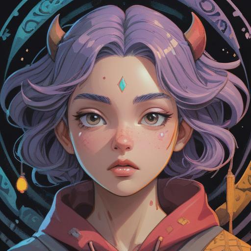 A serene illustration representing the spiritual meaning of pimples above the eyebrows, soft pastel colors, a meditative figure with a calm expression, surrounded by ethereal light, symbolic elements representing stress and emotional release, a tranquil landscape in the background, balanced composition, harmonious atmosphere, 4k