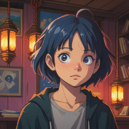 A detailed illustration of a young person in a serene room, focusing on their forehead where a pimple is visible, showing a calm expression, surrounded by elements symbolizing mental well-being such as soothing plants and soft light, incorporating relaxing activities like meditation or journaling, peaceful atmosphere, soft colors, inviting background, 4k