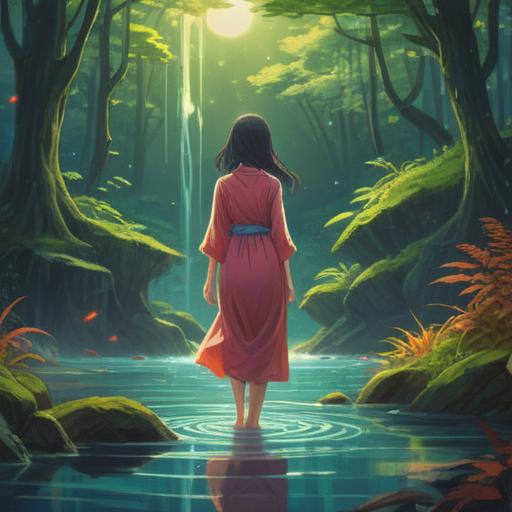 A serene moment capturing the connection between mind and body, gentle light illuminating a meditative figure, tranquil nature surroundings, flowing water symbolizing harmony, soft colors blending together, peaceful atmosphere, expressive emotion on the figure's face, 4k