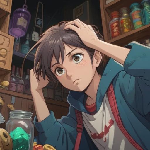 A close-up illustration of a person gently touching their forehead where a small blemish appears, surrounded by comforting and lucky items like a four-leaf clover, a lucky coin, and a glowing amulet, soft ambient light, warm and positive vibes, detailed facial expression showing curiosity and hopefulness, high-resolution clarity