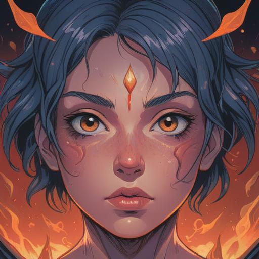 A close-up illustration of a person's face with a pimple under the eyebrow, symbolic of spiritual growth and self-reflection, soft focus, warm lighting, serene expression, subtle aura, metaphysical elements in the background, mystical atmosphere, introspective vibe, 4k