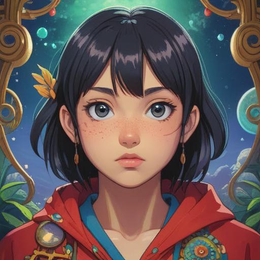 A mystical representation of a person with a pimple on their eyebrow, surrounded by ethereal light, symbolic imagery reflecting spirituality, a serene facial expression, nature elements like flowing water and blooming flowers, warm and calming colors, deep in a meditative state, exploring inner feelings and self-discovery, 4k