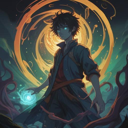 A spiritual representation of negative signs emerging from a person with a victim mentality, dark swirling energies, ethereal shadowy figures looming, symbolic chains representing emotional bondage, a dimly lit environment with contrasting light, an aura of despair and confusion, 4k