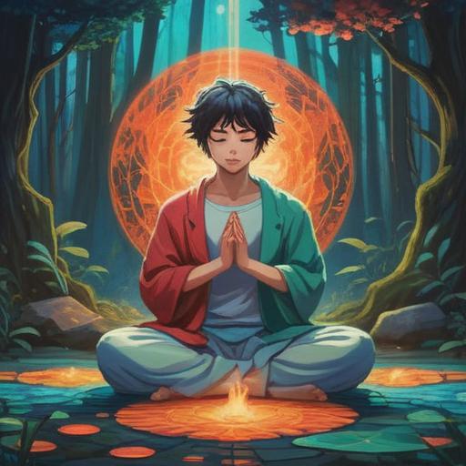 A serene moment depicting a person meditating, surrounded by calming energies, ethereal light representing spiritual signs, a gentle aura enveloping the space, thoughtful expressions on faces of both individuals, symbols of peace and understanding, tranquil environment, nature elements, harmonious colors, illustrating emotional awareness and connection, 4k