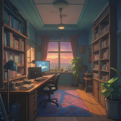 An office environment filled with weary employees, subtle spiritual symbols hidden in the decor, soft light filtering through windows, a sense of exhaustion contrasted with moments of calm, hints of nature in the background, items representing tranquility, such as plants and soothing colors, an atmosphere of daily struggles mixed with hidden energy, 4k