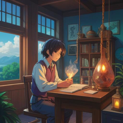 A serene workplace scene, featuring an elegant spiritual item like a glowing crystal or a calming incense holder, employees looking relaxed and rejuvenated, soft natural light filtering through large windows, plants creating a calming ambiance, harmonious color palette, subtle details of tranquility, 4k