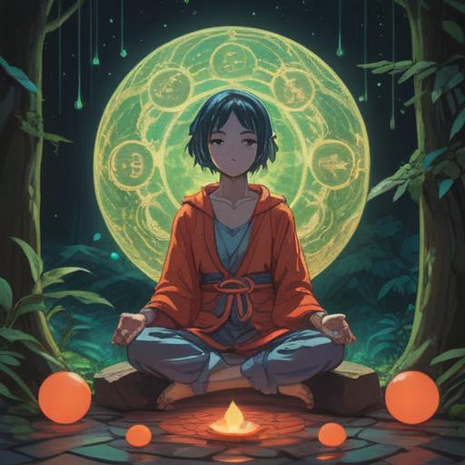 A serene and peaceful scene depicting a person sitting in a meditative pose, surrounded by gentle light, glowing orbs representing spiritual signs, soft hues of blue and purple, the presence of nature with trees and flowers, subtle hints of a calming aura, conveying a sense of awareness and introspection, 4k