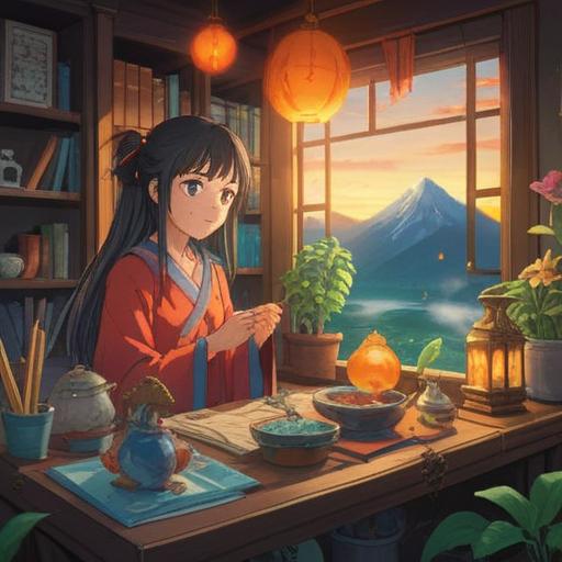 A serene and calming spiritual scene, featuring a collection of lucky items for relaxation, softly glowing crystals, delicate incense smoke wafting through the air, peaceful nature setting with gentle sunlight filtering through leaves, a cozy atmosphere, inviting energy, harmonious colors, 4k