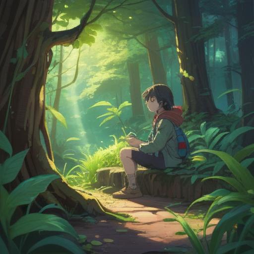 A serene and introspective scene, a person sitting alone in nature, deep in thought, surrounded by lush greenery and soft sunlight filtering through trees, a gentle breeze rustling leaves, reflecting on the spiritual significance of the phrase