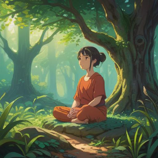 A serene landscape depicting a person meditating under a tree, gentle sunlight filtering through the leaves, symbols of awareness and mindfulness surrounding the individual, soft whispers of wind representing inner guidance, vibrant colors reflecting emotional clarity, peaceful atmosphere, clear connection to spiritual signs, 4k