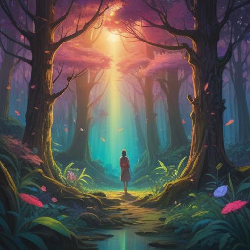 A mystical and serene scene depicting spiritual signs when desiring a romantic partner, ethereal light beams shining through a tranquil forest, symbolic imagery such as butterflies and hearts in the air, a figure meditating with a peaceful expression, surrounded by glowing orbs, vibrant yet calming colors, conveying a sense of connection and awareness, 4k