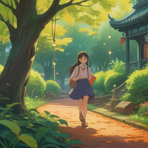 A serene scene depicting a person discovering a lucky charm, soft light filtering through leaves, a tranquil park setting, gentle breeze rustling trees, vibrant colors of spring flowers, hopeful expression on the person's face, symbolizing new beginnings and positive change, emphasizing the theme of good fortune, 4k