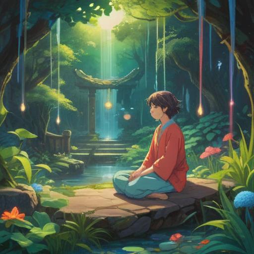 A serene illustration depicting a person in contemplation, surrounded by abstract symbols of spirituality, soft ethereal light, a peaceful garden setting, elements of nature representing intuition and awareness, reflective expressions, harmonious color palette, rich details in the background, emphasizing the theme of self-discovery and spiritual signs, 4k