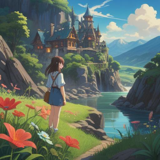 A dreamy scene depicting a young woman in a serene landscape, gentle colors, a whimsical atmosphere, her boyfriend appears beside her with a warm smile, soft clouds floating above, moments of joy and love remembered, ethereal light illuminating their faces, nostalgic feelings of connection, beautiful details in nature, 4k