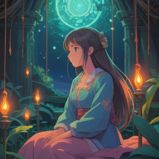 A thoughtful scene depicting a woman contemplating her relationship, ethereal lights symbolizing spiritual signs, a serene environment with soft colors, subtle hints of astrology and tarot cards, a sense of introspection and guidance, emphasizing the importance of intuition, 4k